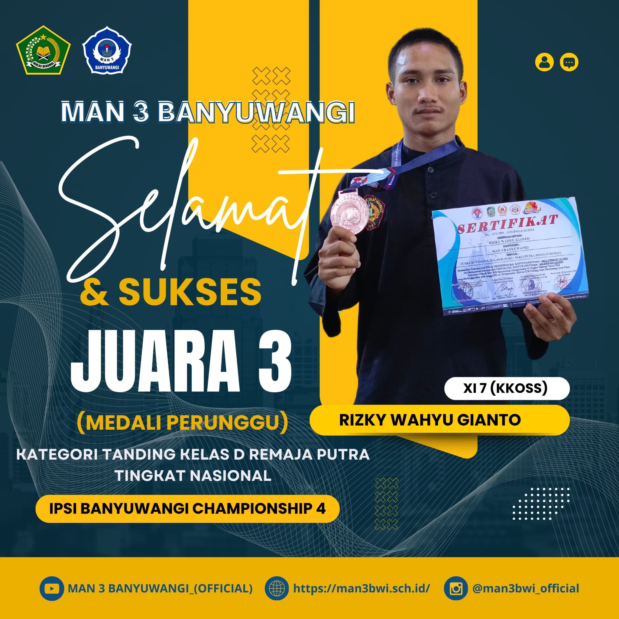 Juara 3 Tanding Kelas D Tingkat Nasional