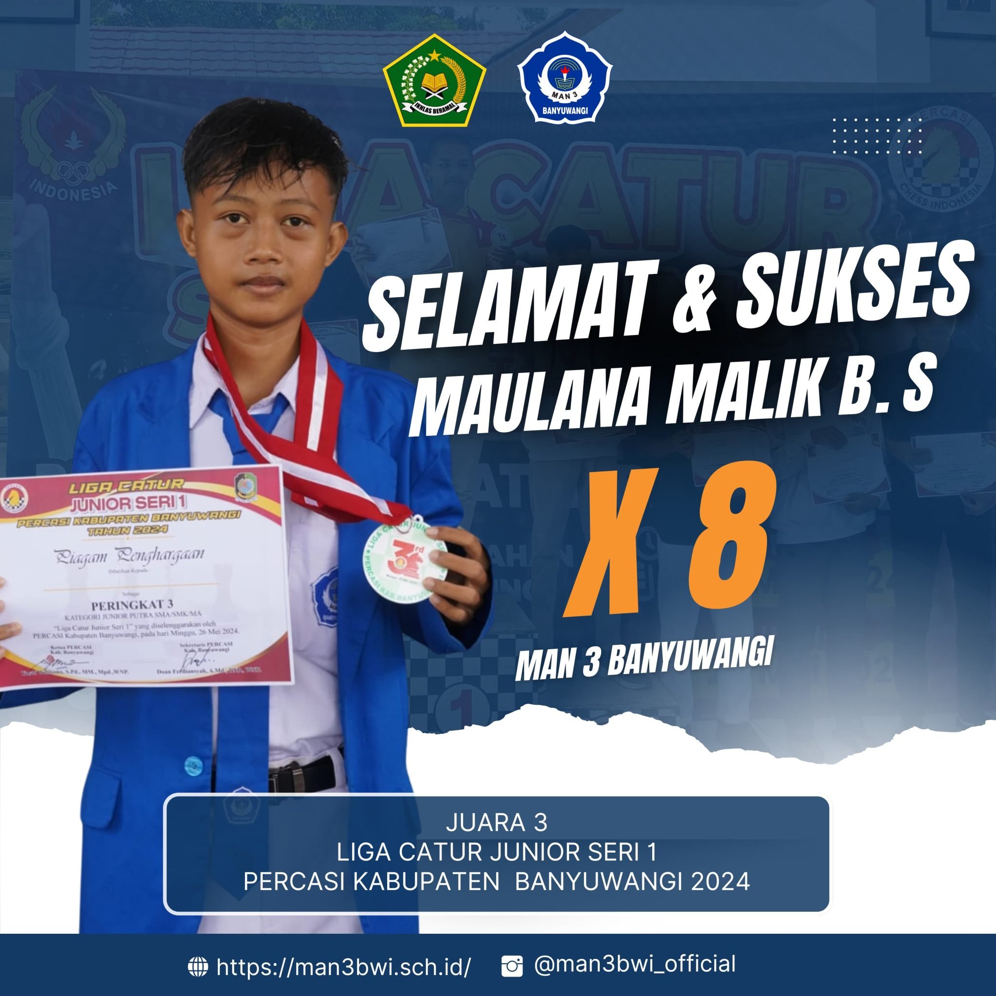 Juara 3 Liga Catur Junior Seri 1 Percasi Kab.Banyuwangi 2024